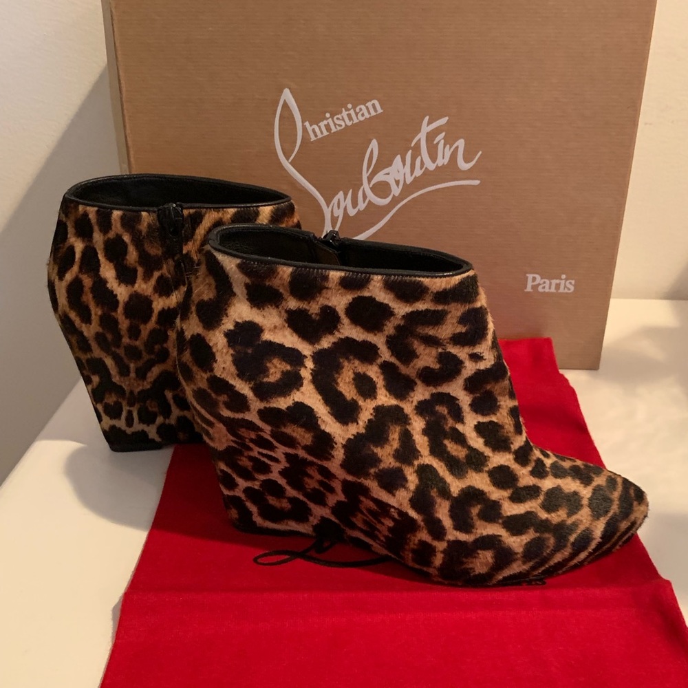 Christian Louboutin Melisa Booty 85 Pony Leopard - Picture 2 of 6